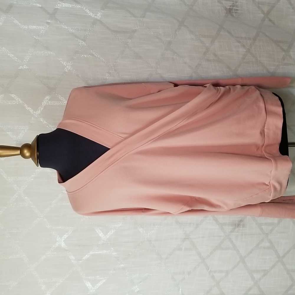 Zuda Faux Wrap Top Womens Size Large Long Sleeve Stretch Vneck